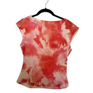 Women's Floral Top Pink Floral Summer Stretch Cap Short Sleeve Slinky Fairy S